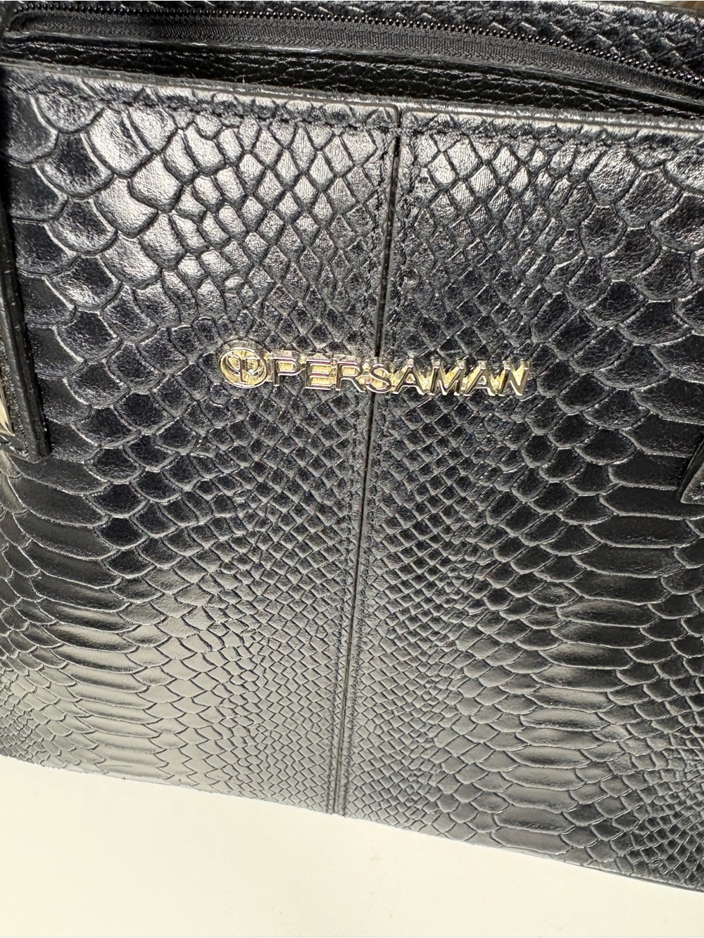 Persaman New York Black Textured  Tote with Gold Logo